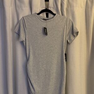 Express Heather Light Gray Stretch T-Shirt Dress